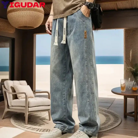 Men’s Relaxed Straight-Leg Wide Jeans